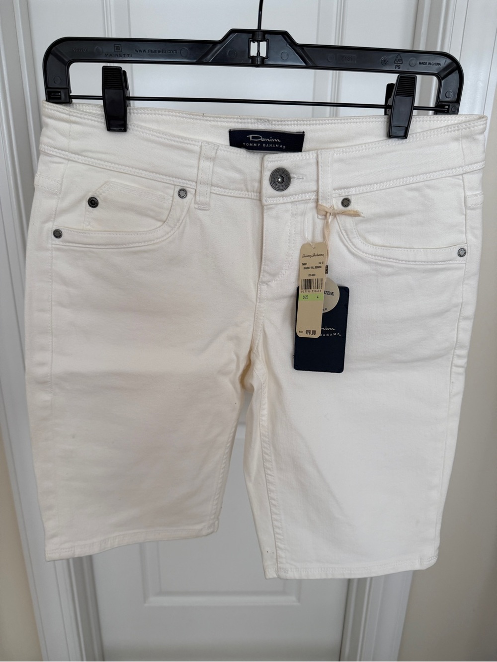 BRAND NEW Denim Tommy Bahama White Stretch Denim Bermuda Shorts